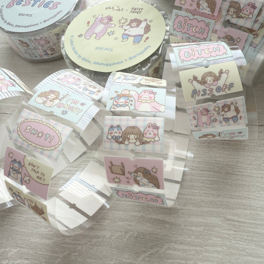 Sho Littlehappiness Angry Besties Shimmery Label Sticker Roll