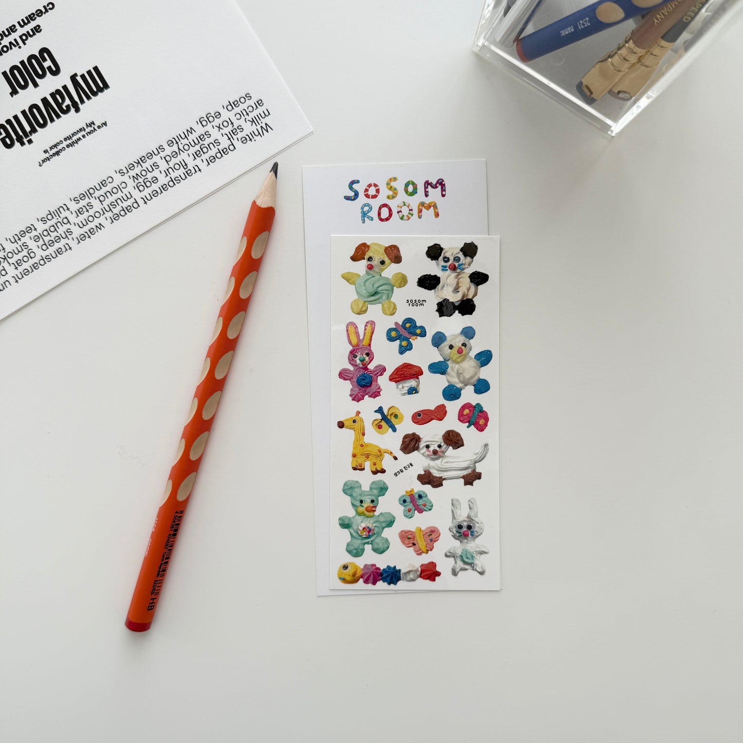 Sosomroom Handmade Clay Animal Sticker Sheet (B)