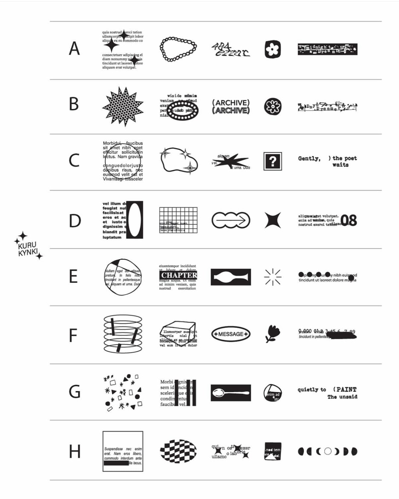 Kurukynki 2025 Summer SO RANDOM Rubber Stamp Set / 9 Options