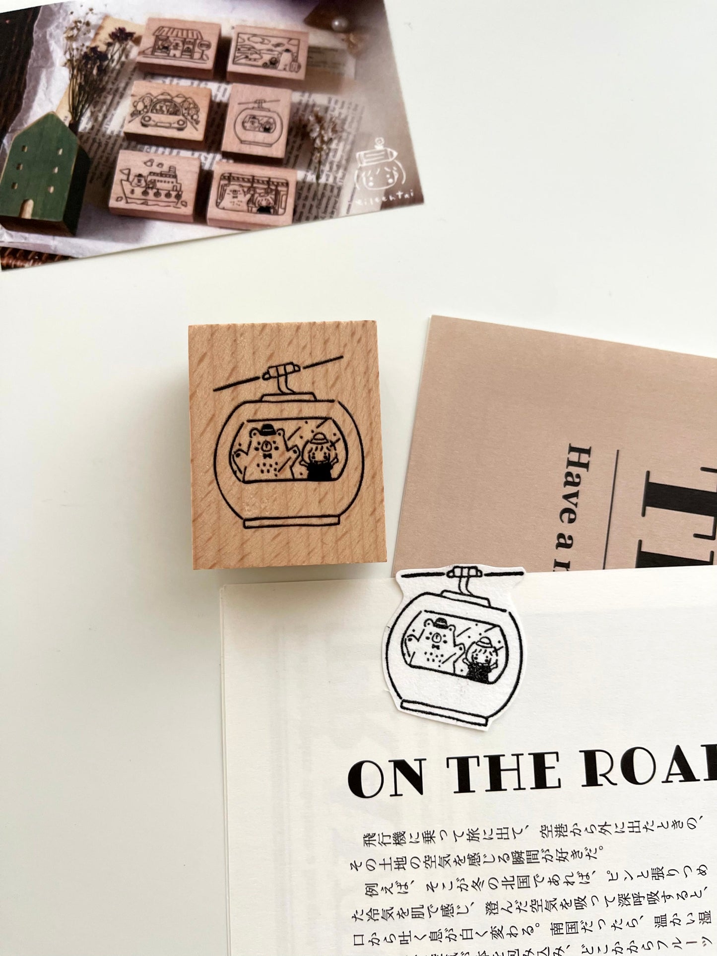 EileenTai.85 Bear & Girl Travel Together Rubber Stamps // 6 Options