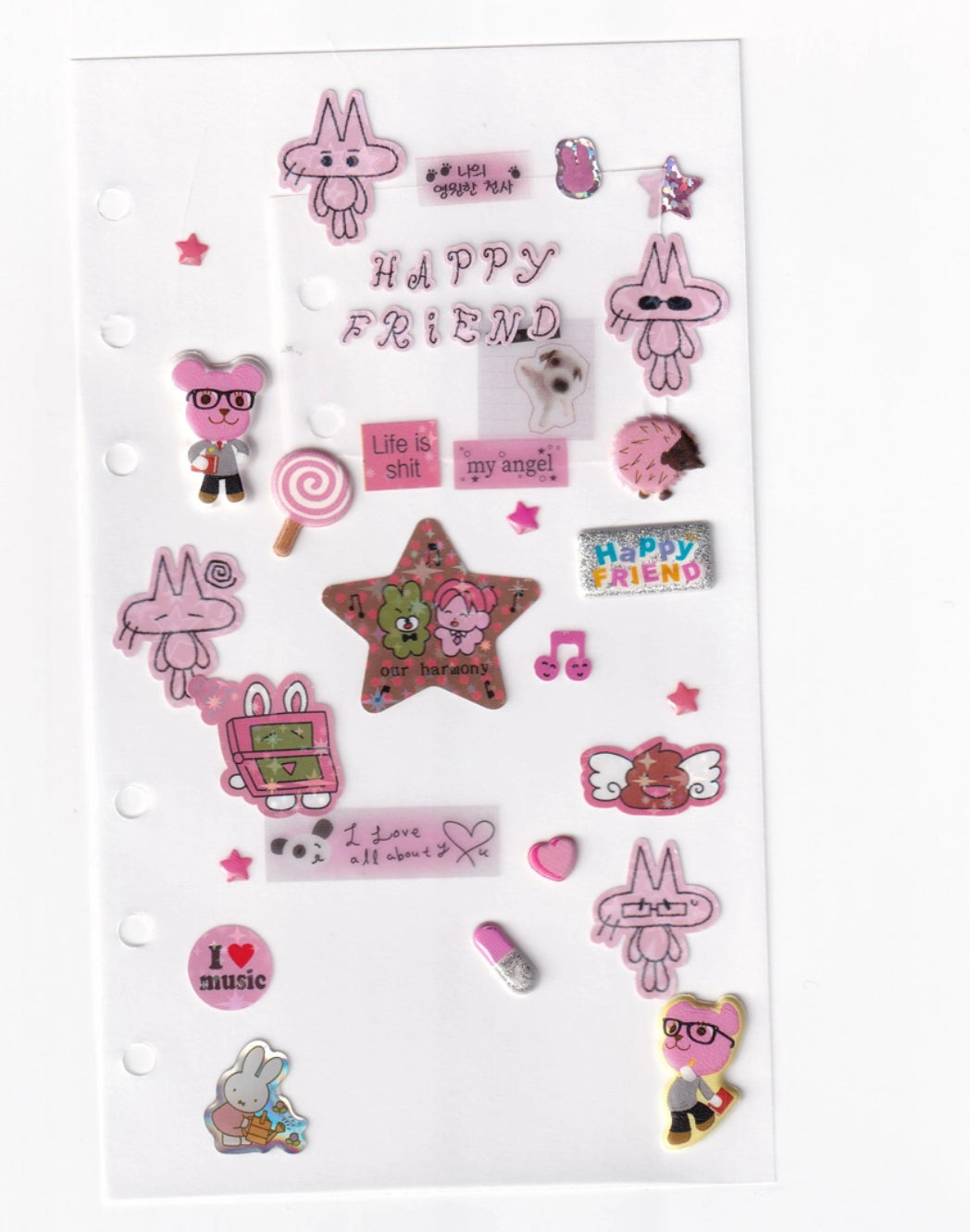 Jeongo Innerside Cat Sticker // White & Pink