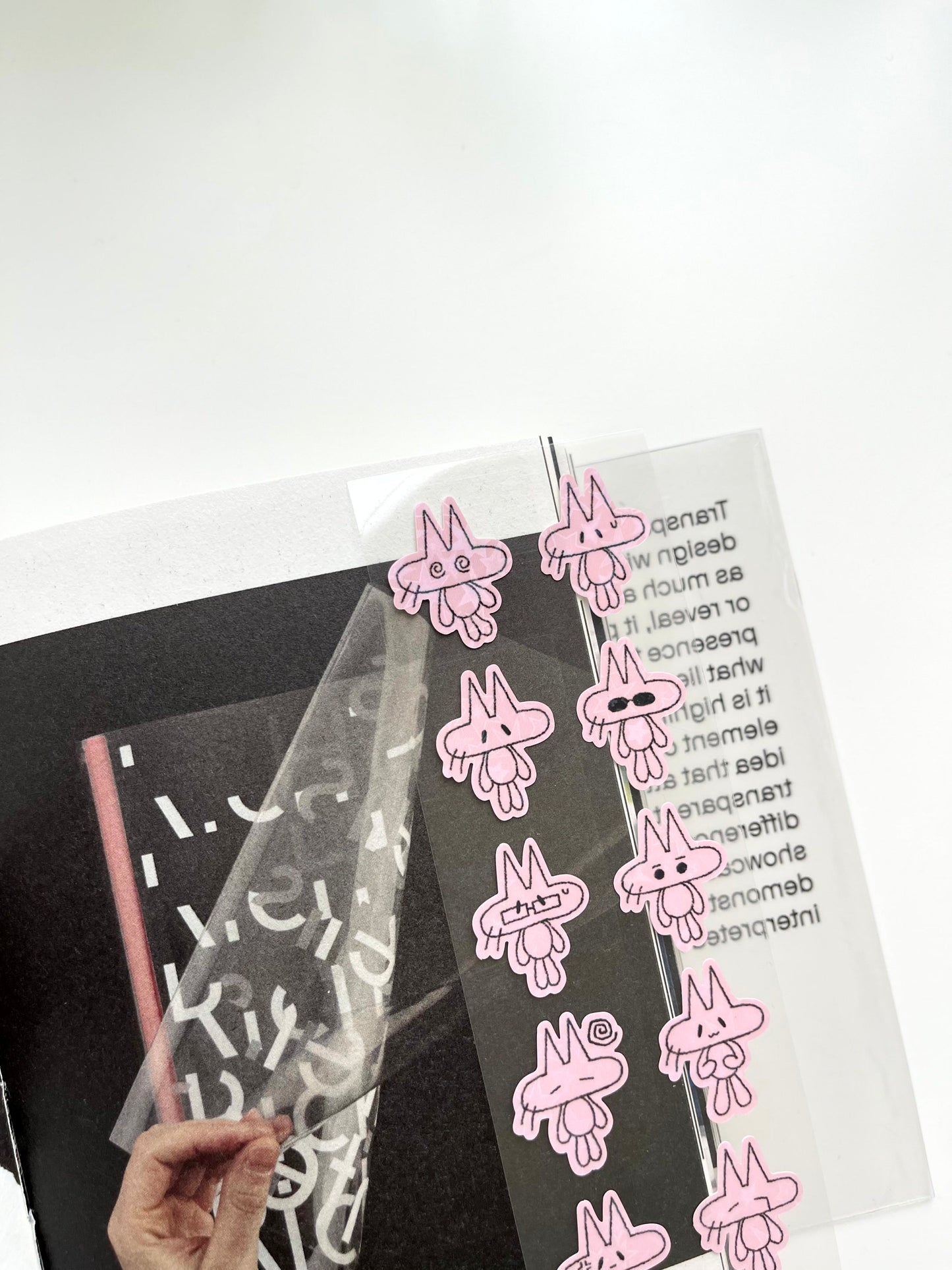 Jeongo Innerside Cat Sticker // White & Pink