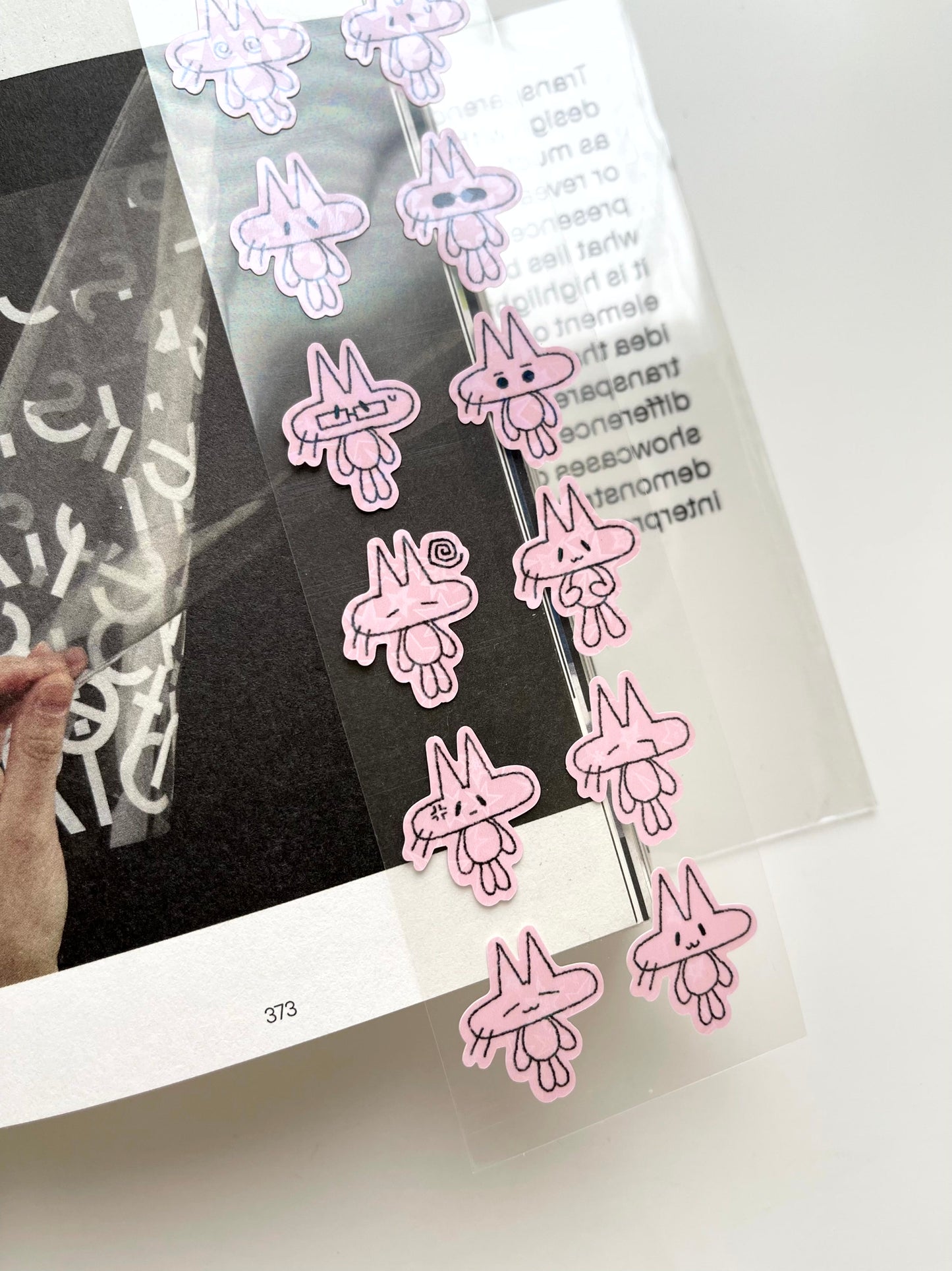 Jeongo Innerside Cat Sticker // White & Pink