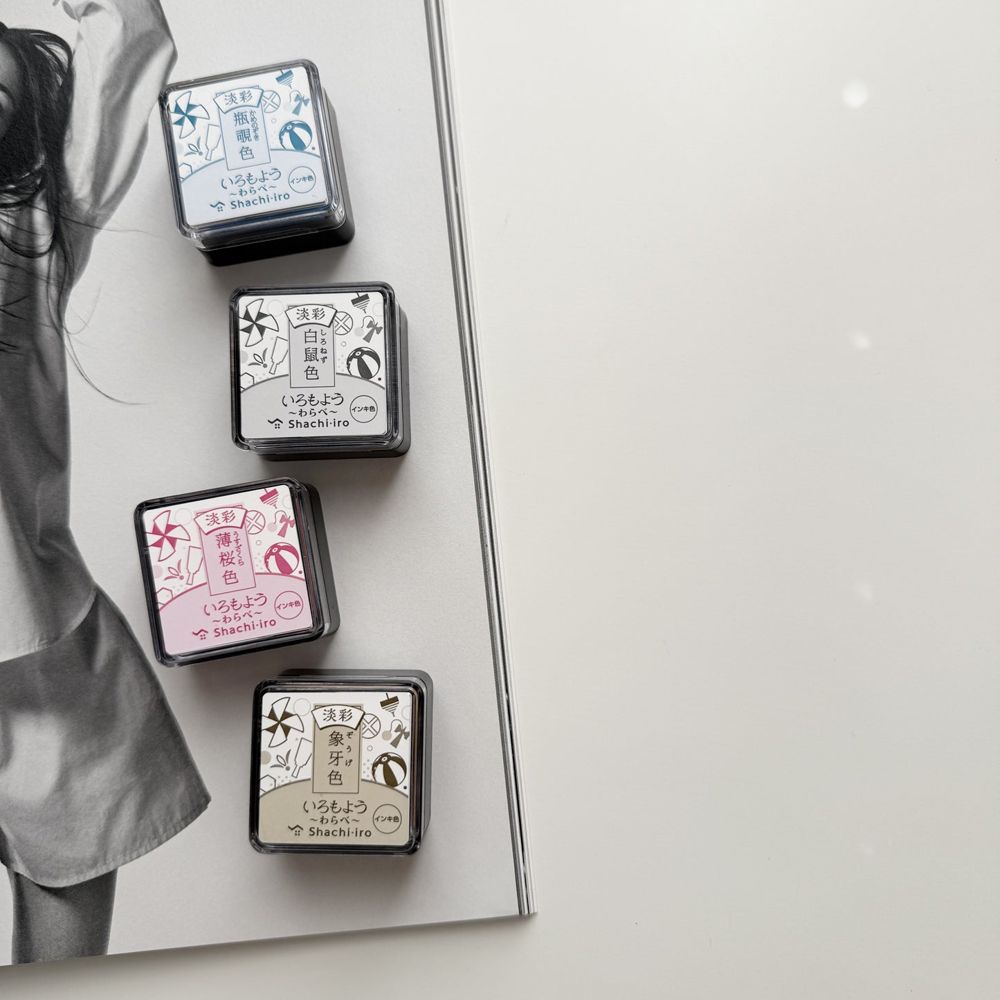 Shachihata Light Color Series Mini Cube Ink Pads / 4 Colors