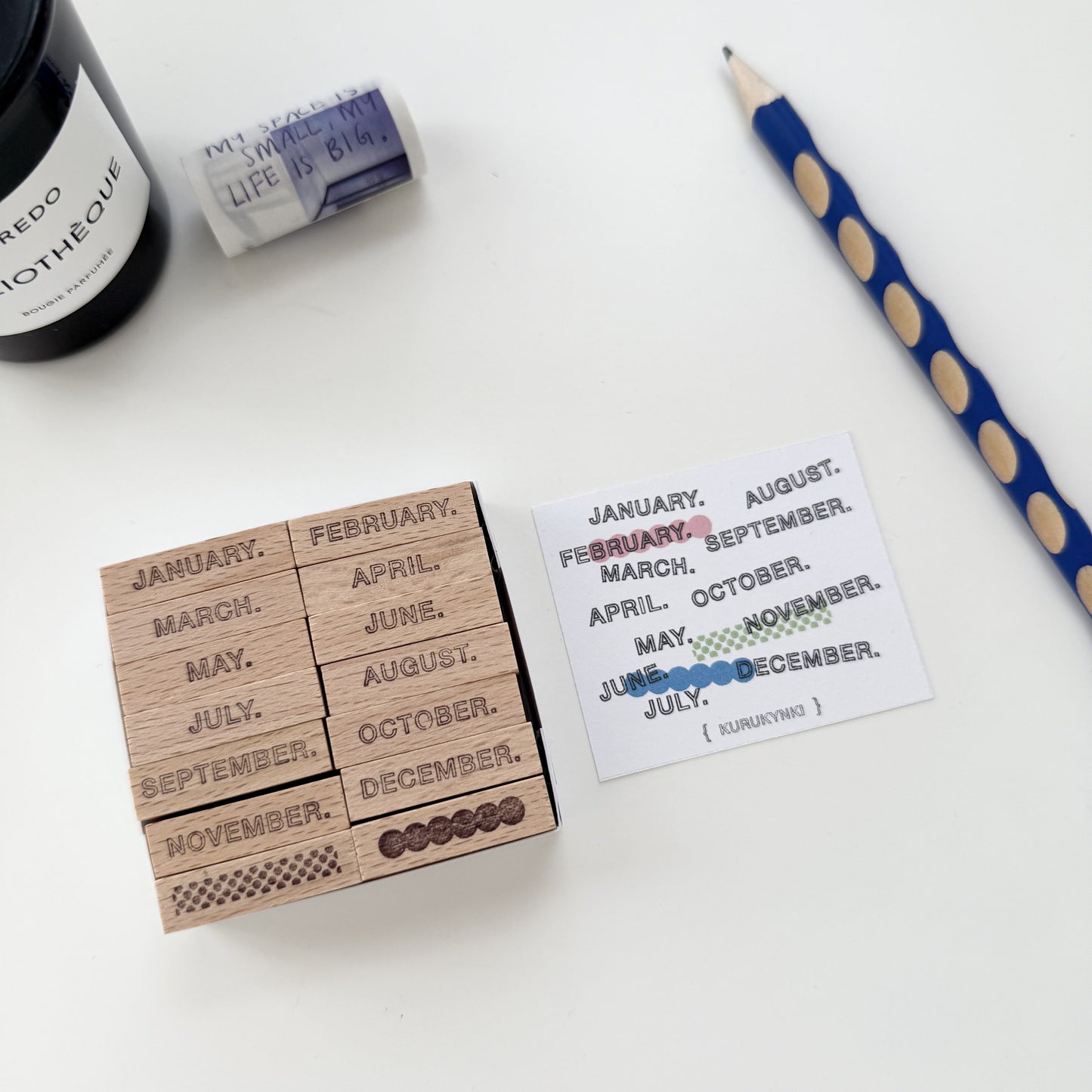 Kurukynki Monthly Rubber Stamp Set / 2 Sizes