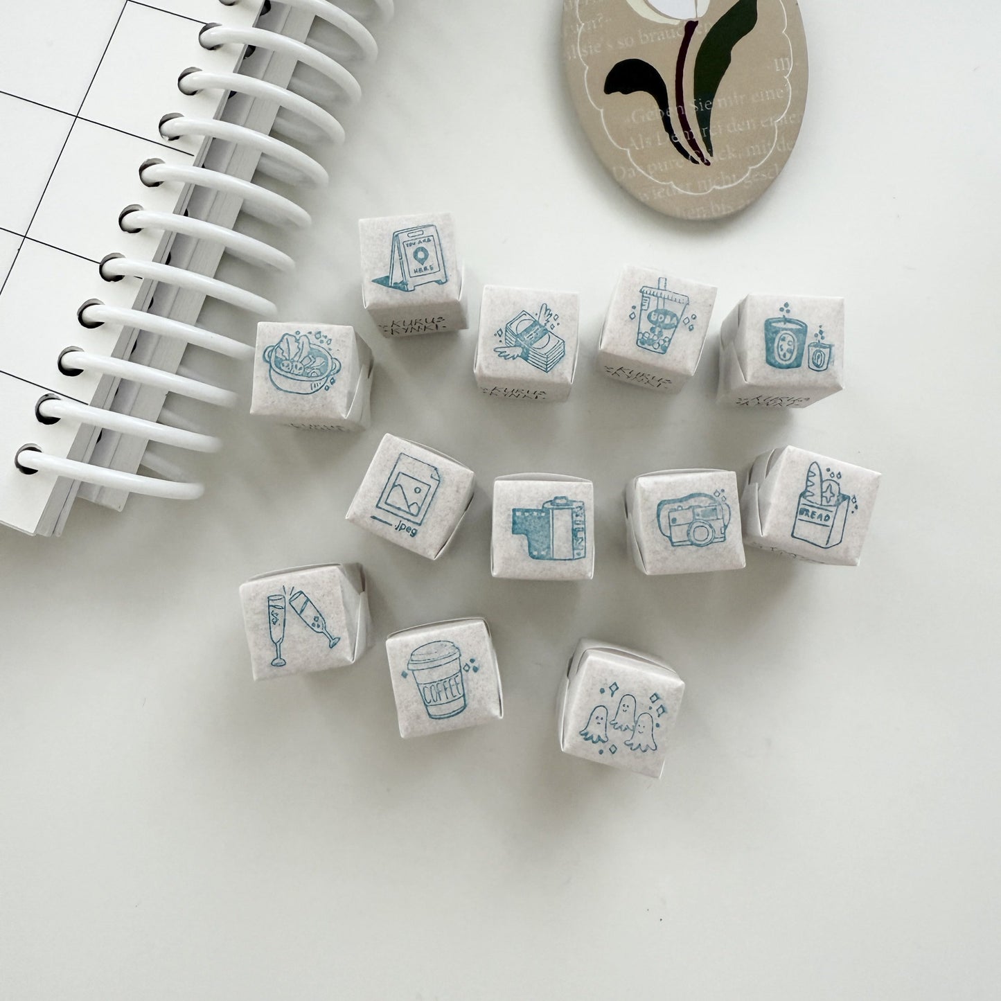 Kurukynki Day-To-Day Mini Rubber Stamps / 12 Designs