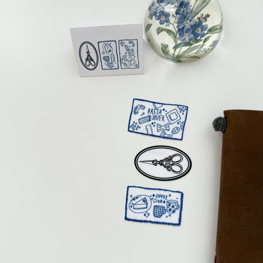 Kurukynki Fabric Sticker Patch / Stationery & Coffee Lover