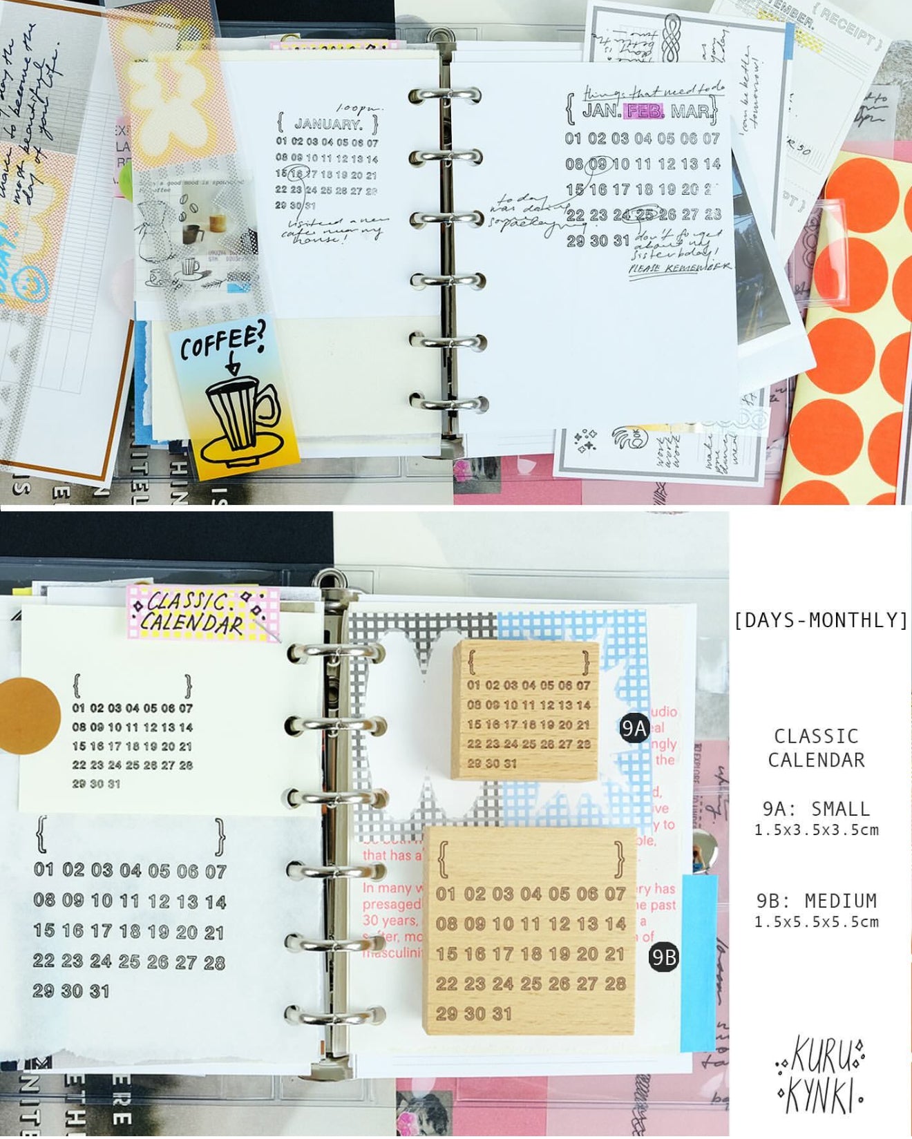 Kurukynki Classic Calendar Rubber Stamp