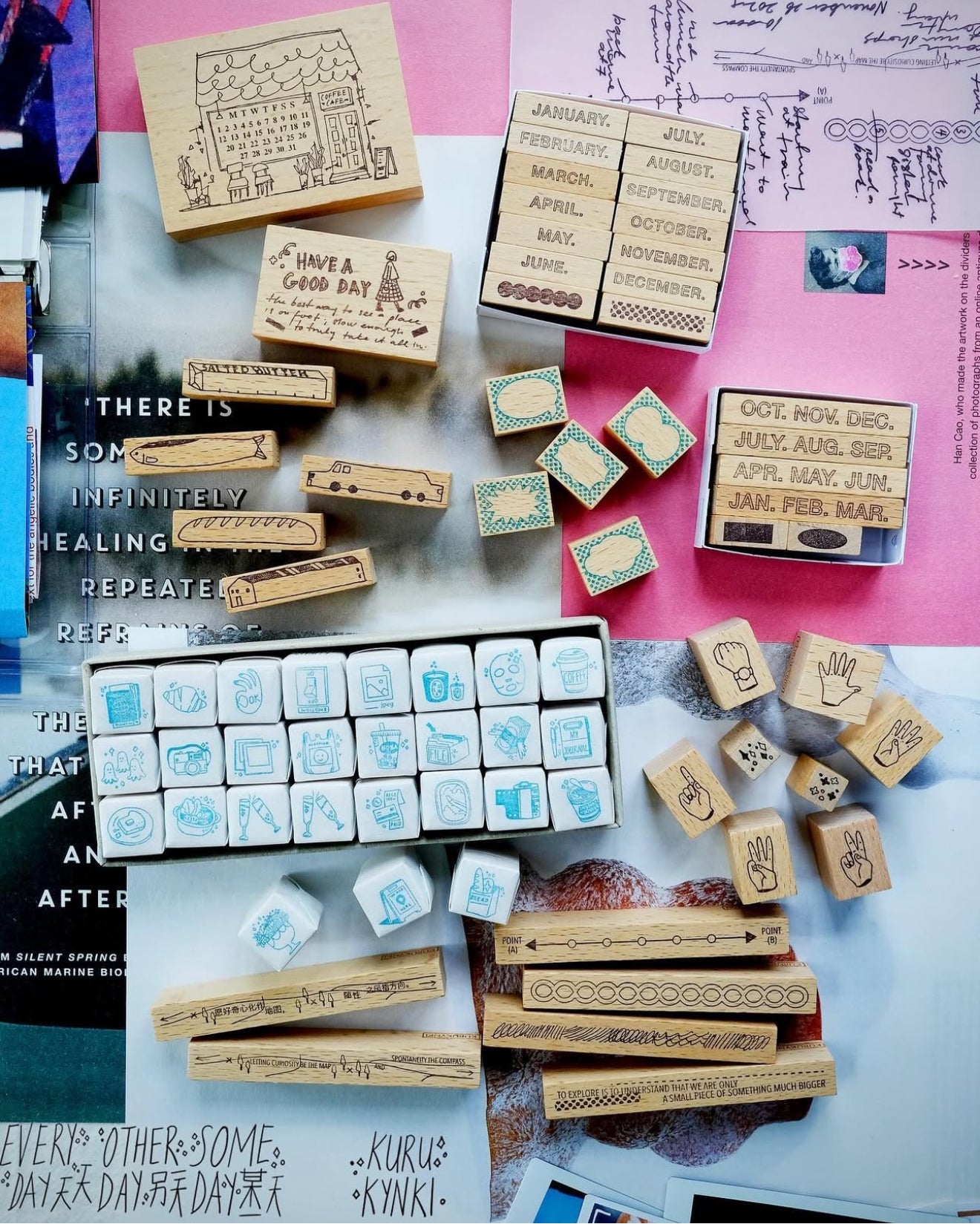 Kurukynki Day-To-Day Mini Rubber Stamps / 12 Designs