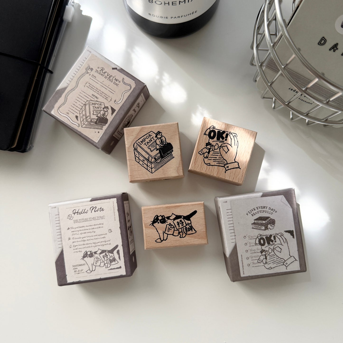 Yamadoro Mr. Bird Office Collection Rubber Stamps / 3 Designs