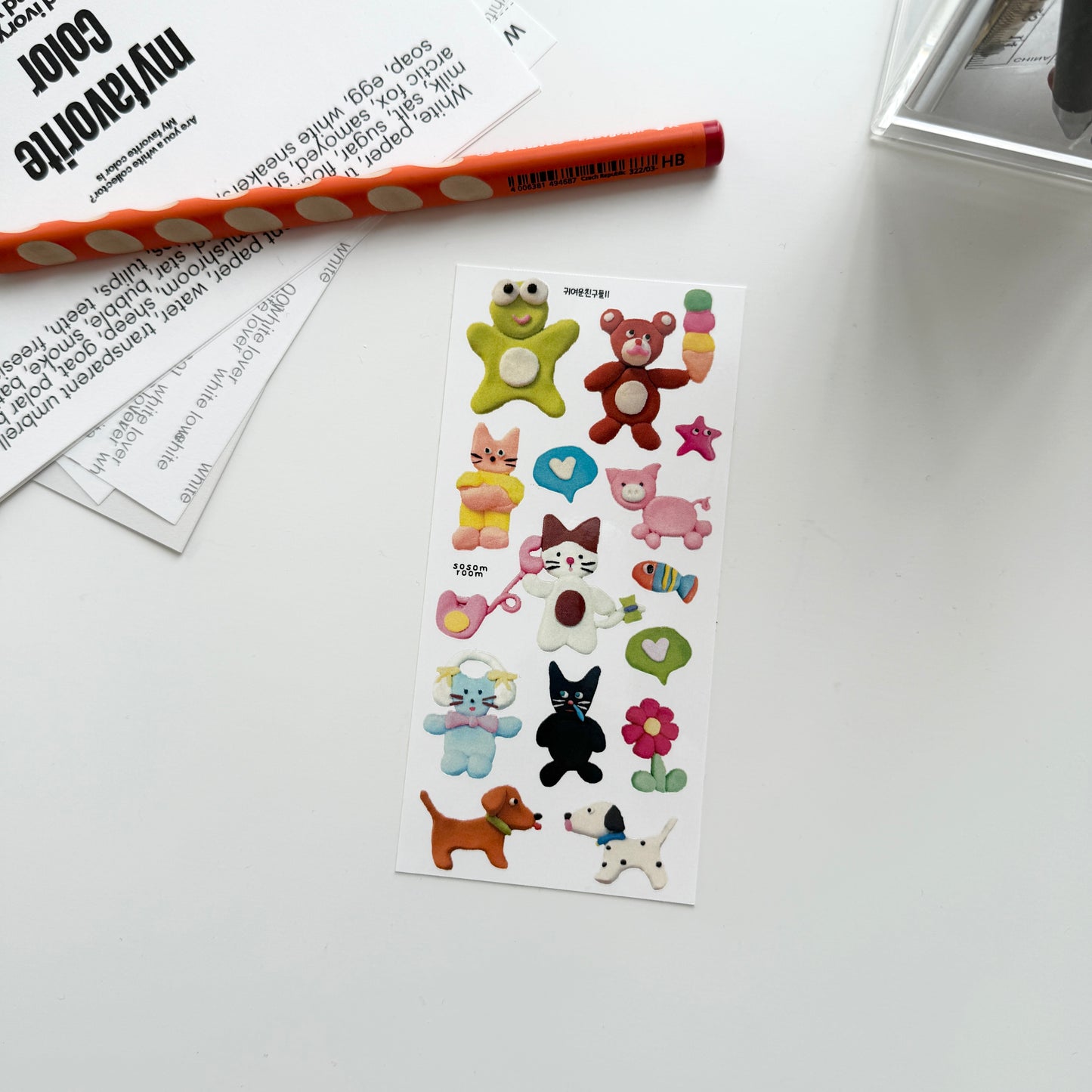 Sosomroom Handmade Clay Animal Sticker Sheet (C)