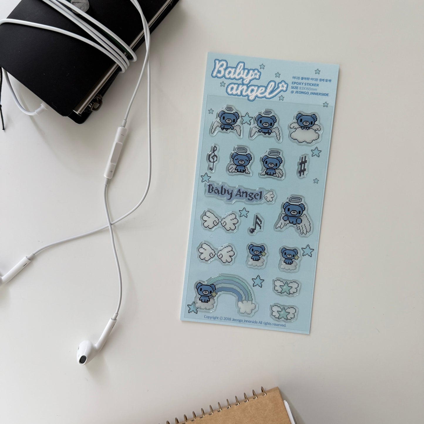 Jeongo Innerside Baby Angel Bear Epoxy Sticker Sheet