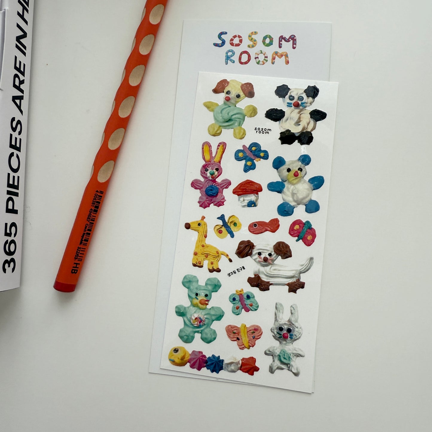 Sosomroom Handmade Clay Animal Sticker Sheet (B)