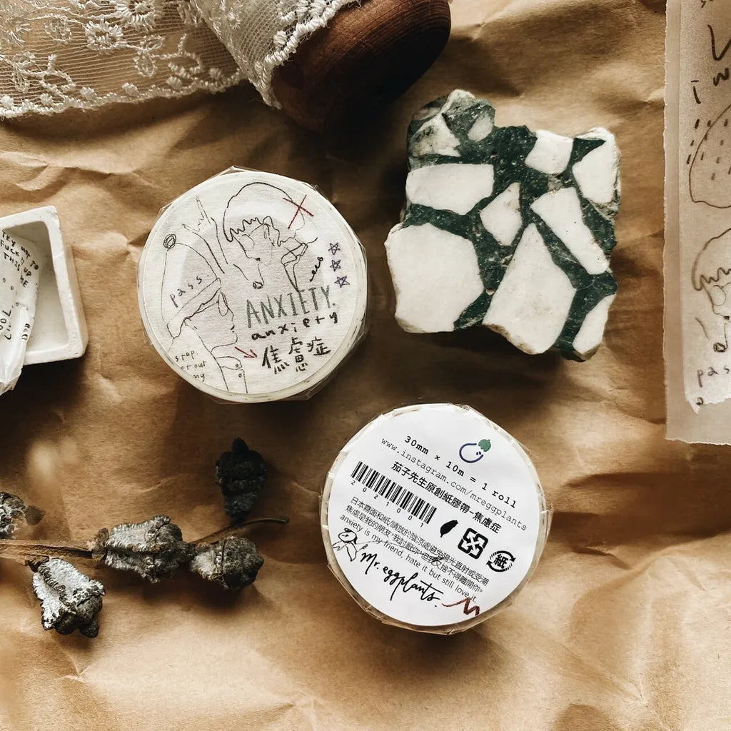 Mr. Eggplants Anxiety Washi Tape