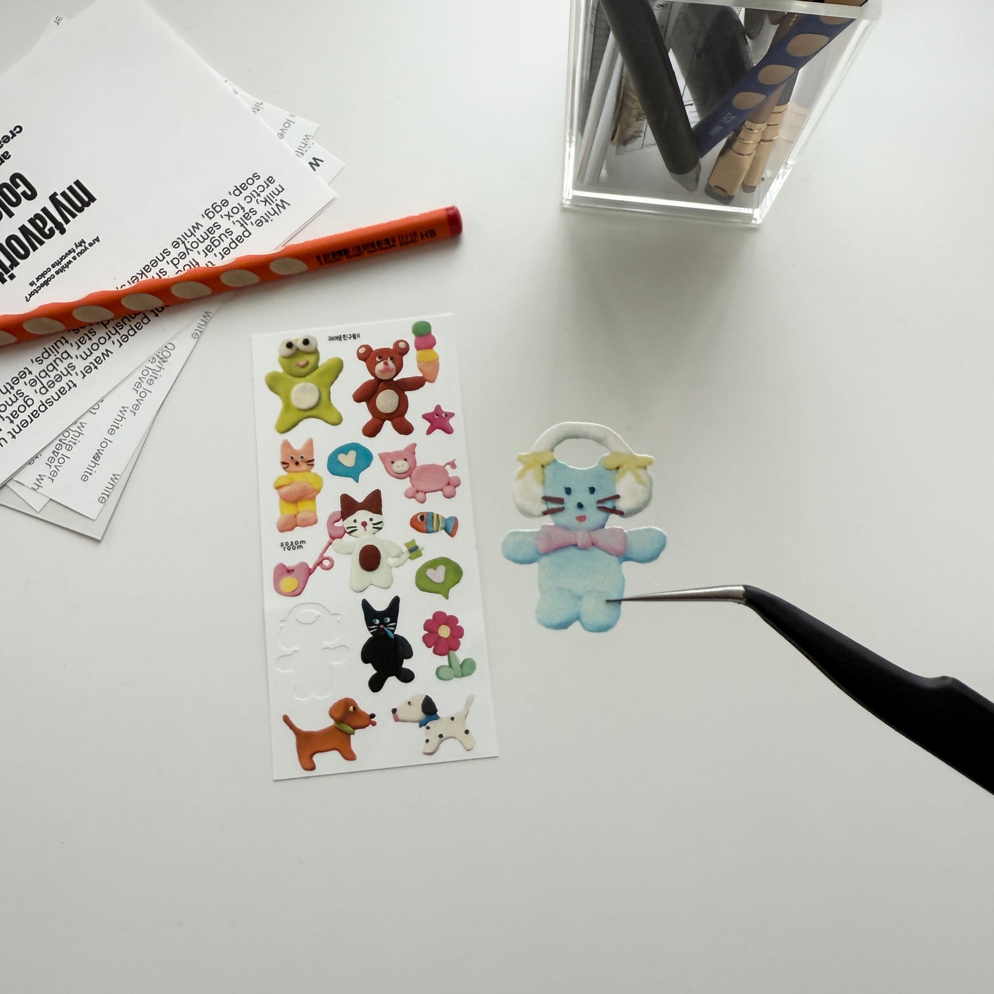 Sosomroom Handmade Clay Animal Sticker Sheet (C)