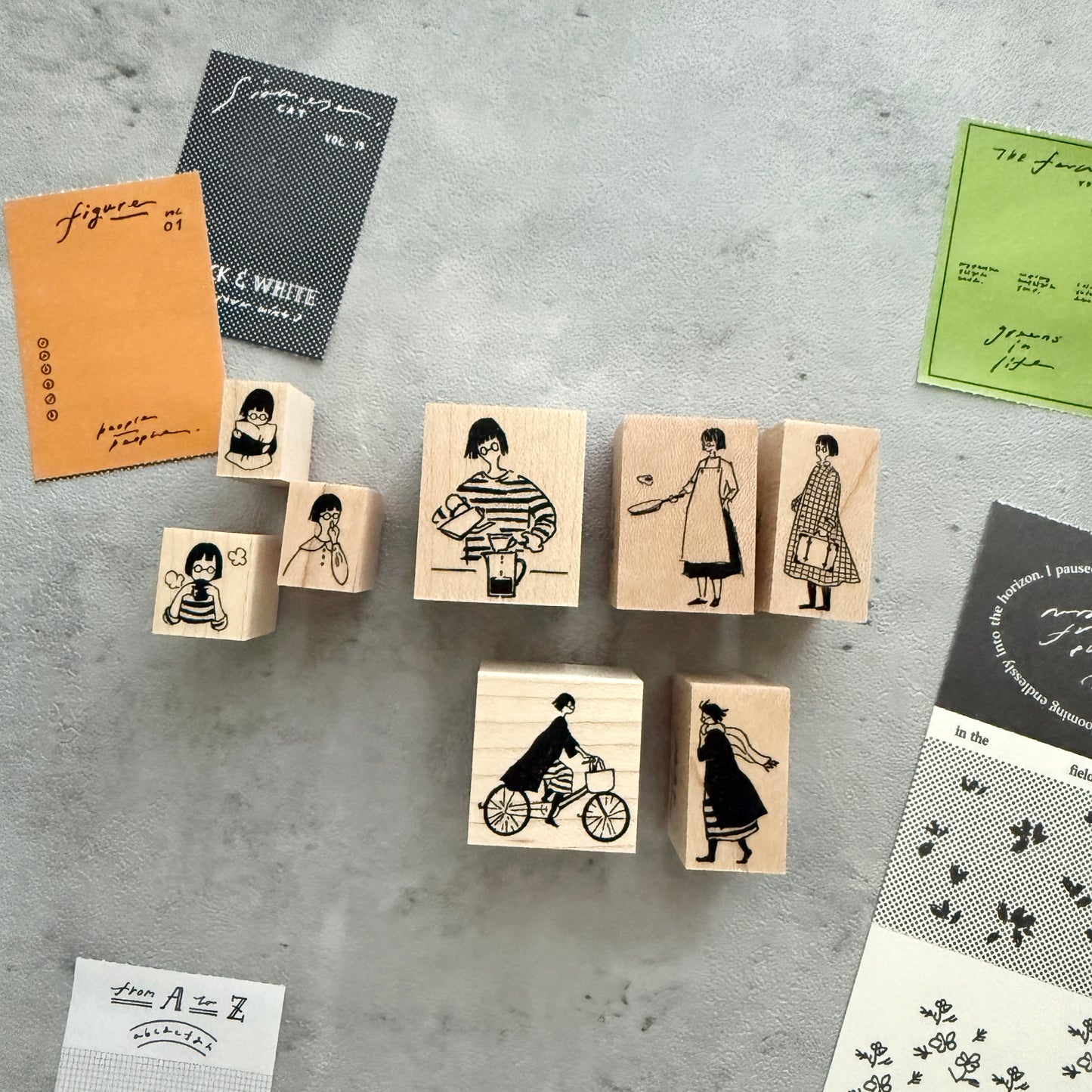 MA7stamp Daily Fumiko Rubber Stamp / 3 Designs
