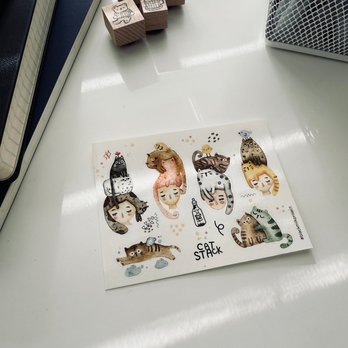 Black Milk Project Cat Stack Mini Sticker