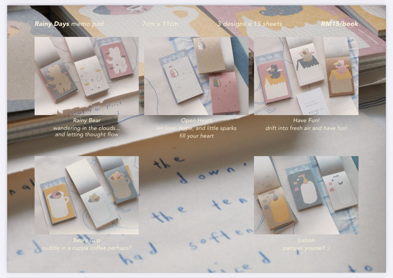 Bighands Rainy Days Collection Memo Pads / 5 Designs