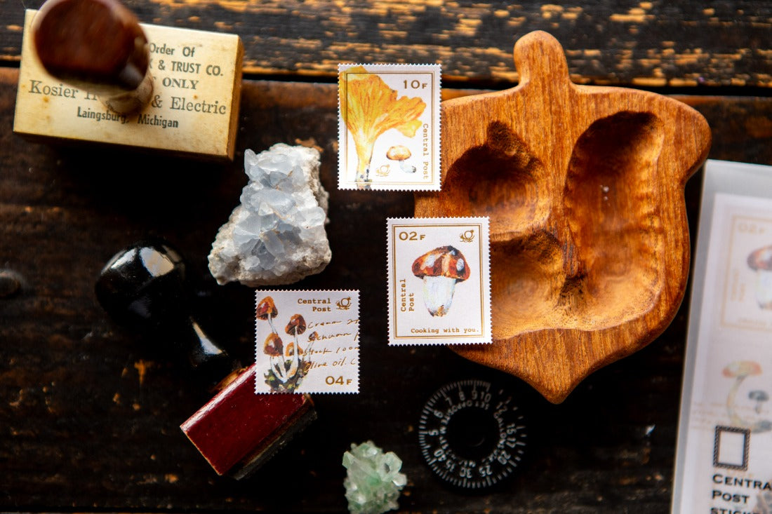 OURS Wild Mushroom Postal Stamp Sticker Set