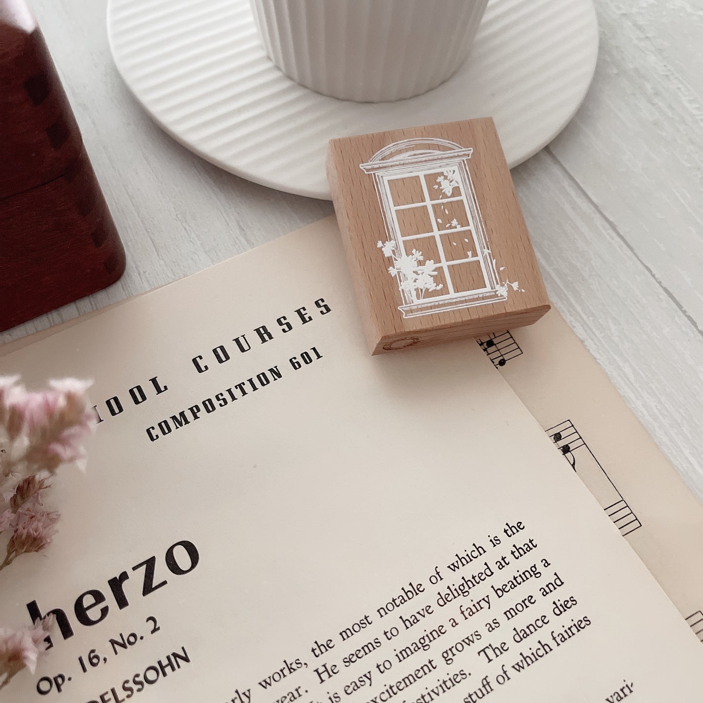 Journal Pages Window Series Rubber Stamp // Flower Shadow