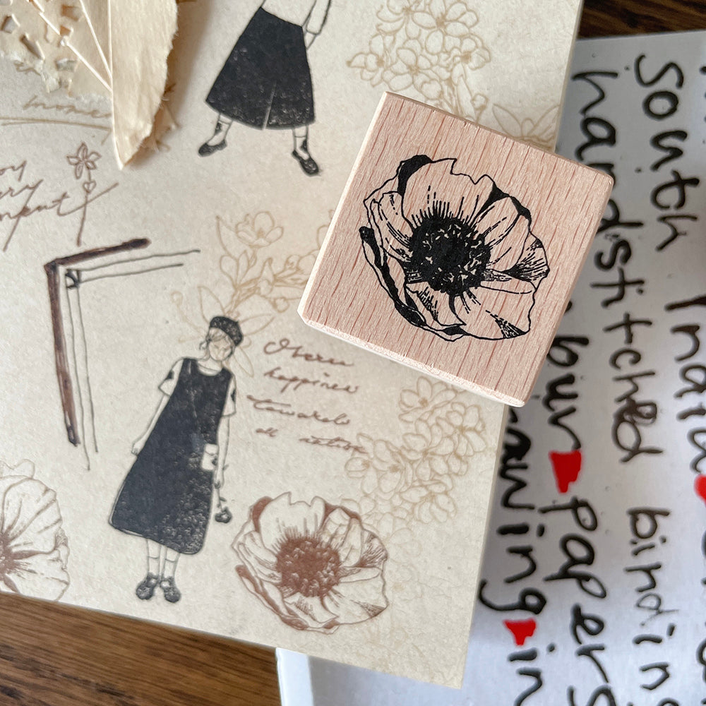 Two Raccoons Summer Flower Rubber Stamps