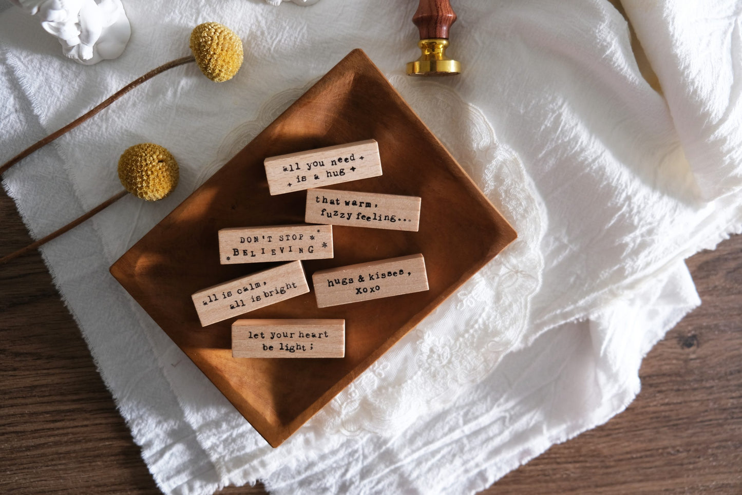 Eileentai.85 Typewriter Phrases Rubber Stamp | Warmth