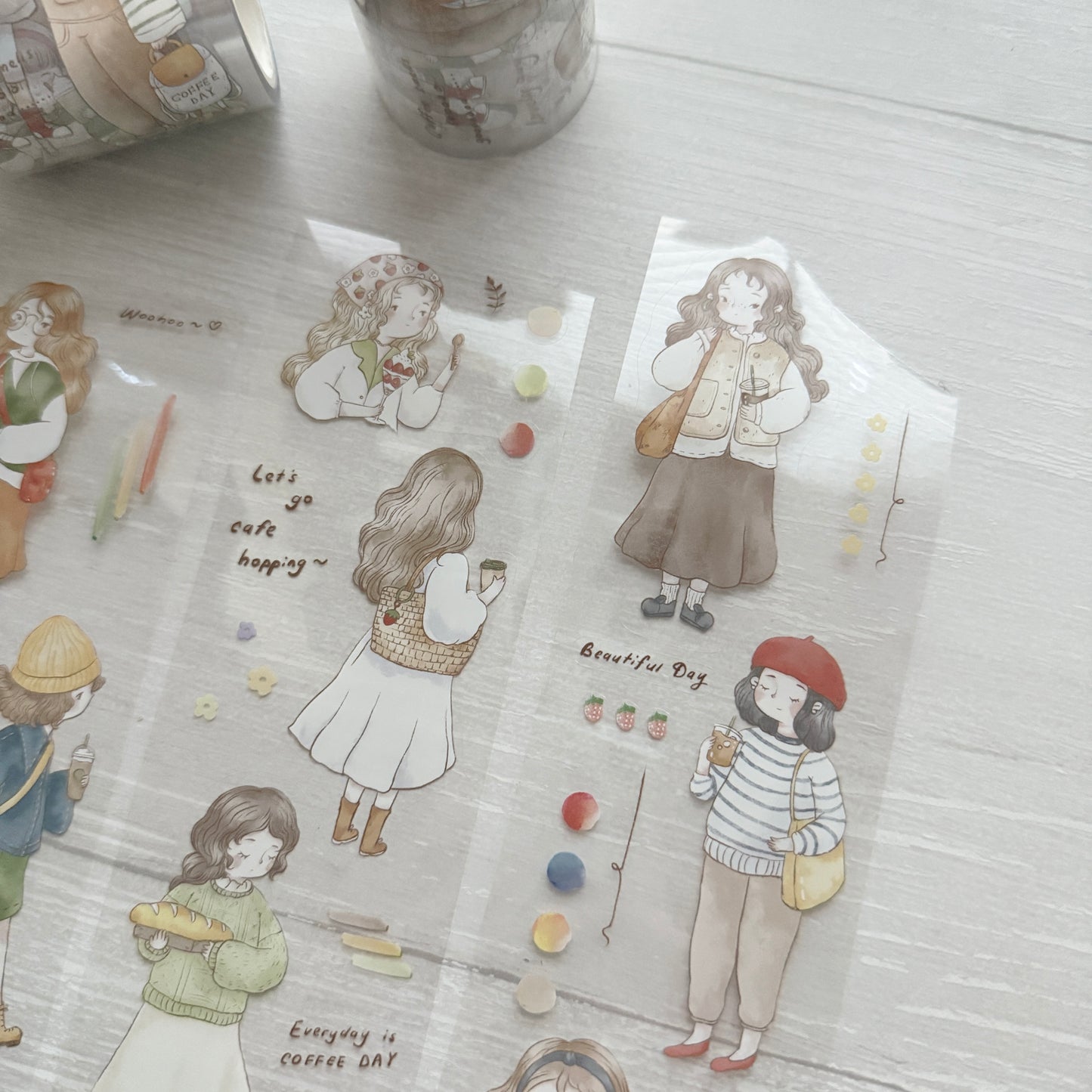 Sho Littlehappiness Let's go Café Hopping Kiss-cut Sticker Roll