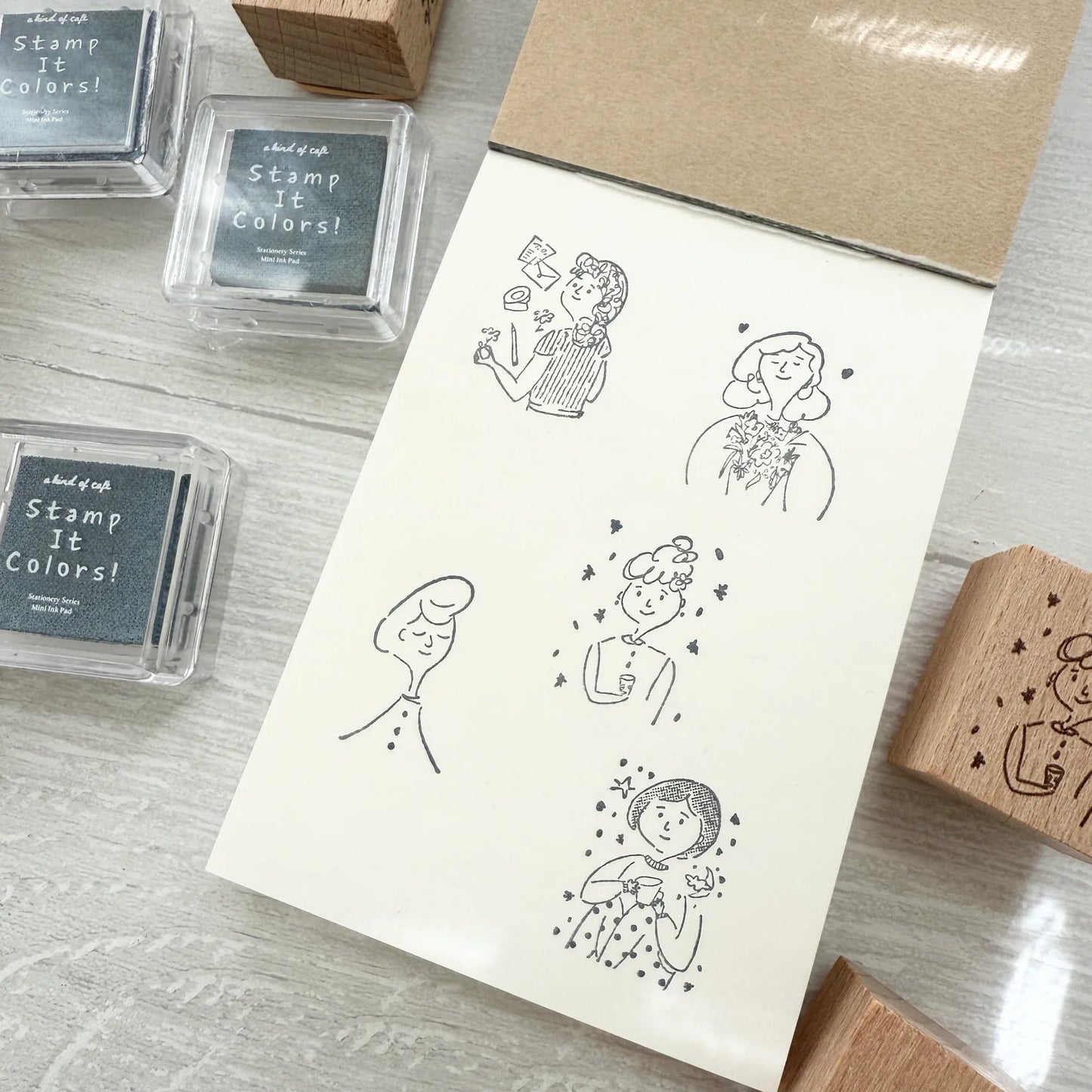 A Kind of Cafe Mademoiselles Rubber Stamp / 4 Designs