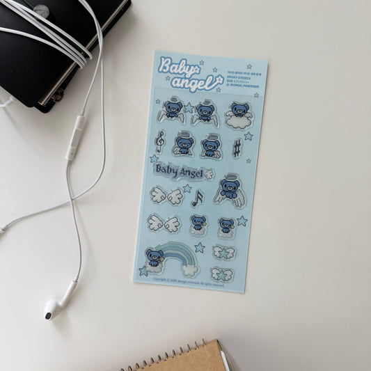 Jeongo Innerside Baby Angel Bear Epoxy Sticker Sheet