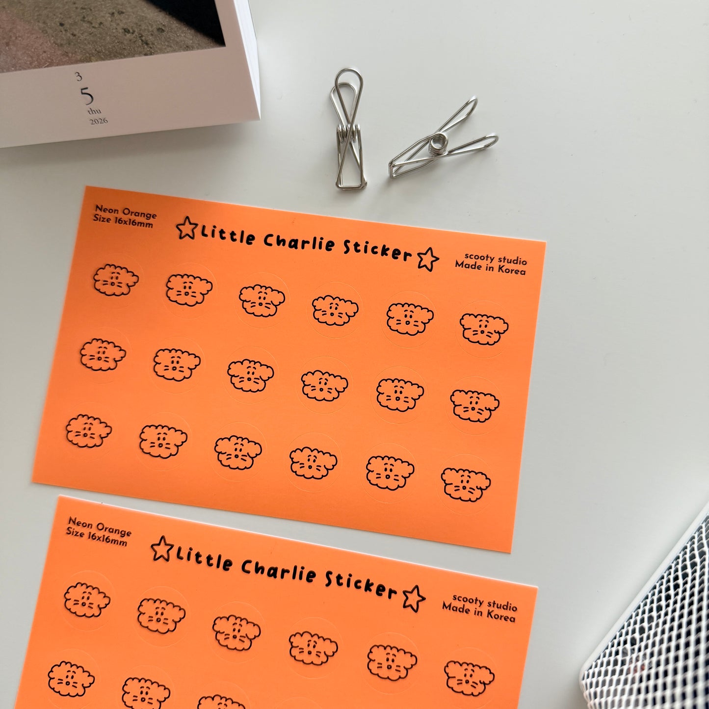 Scooty Studio Neon Orange Little Charlie Sticker