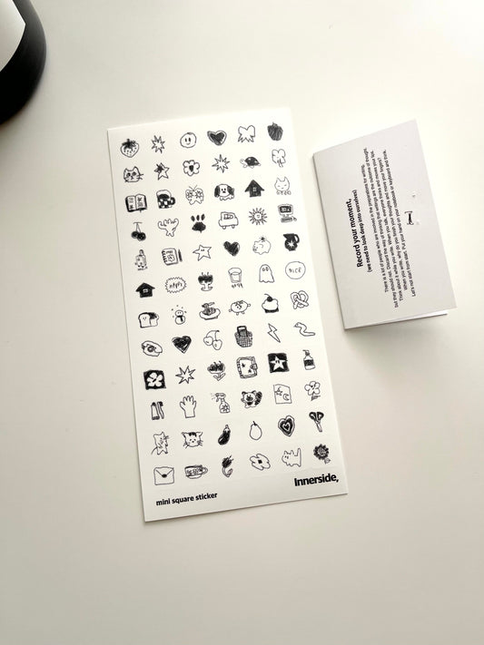 Jeongo Innerside Mini Square Drawing Sticker // White Matte