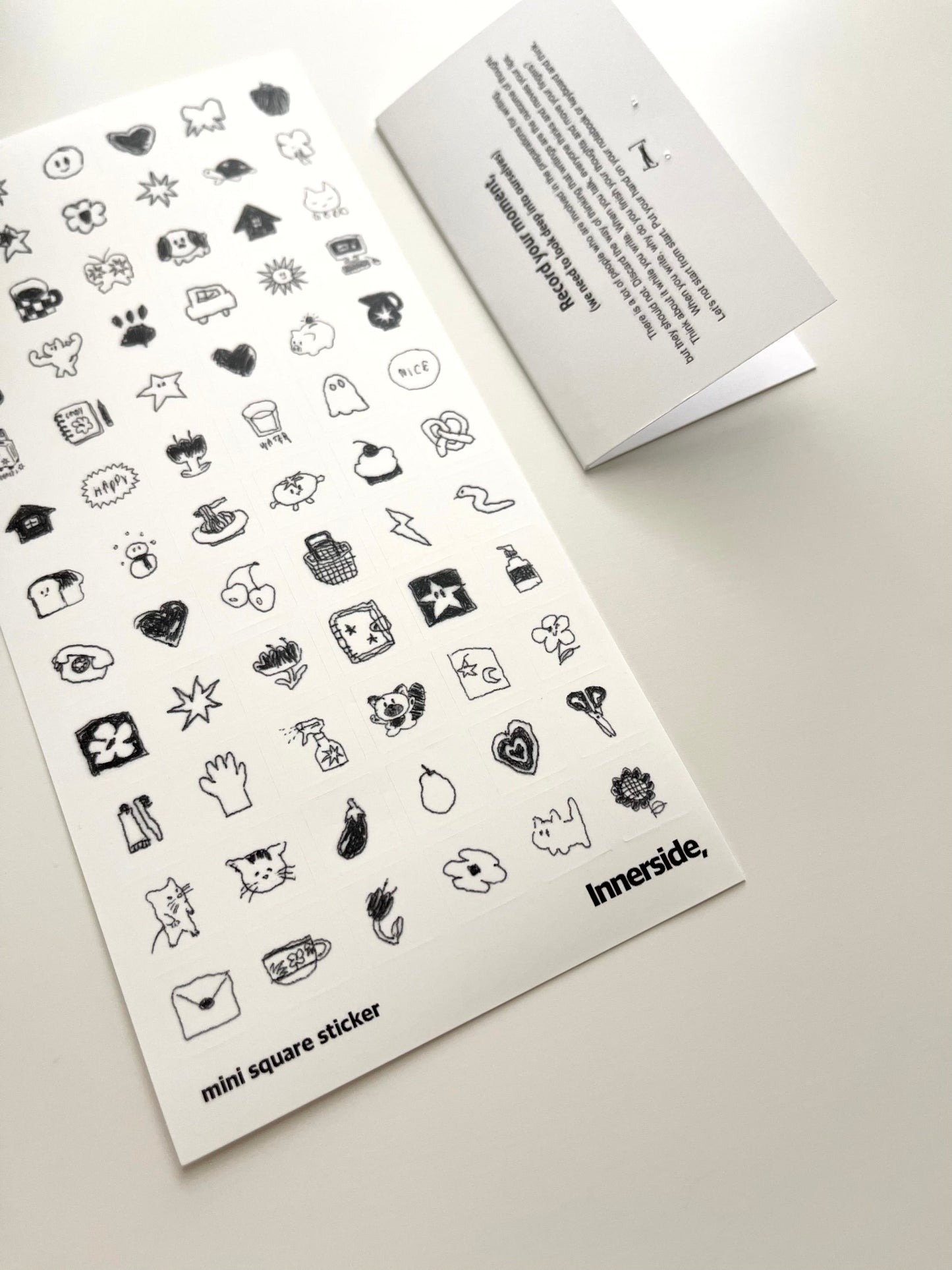 Jeongo Innerside Mini Square Drawing Sticker // White Matte