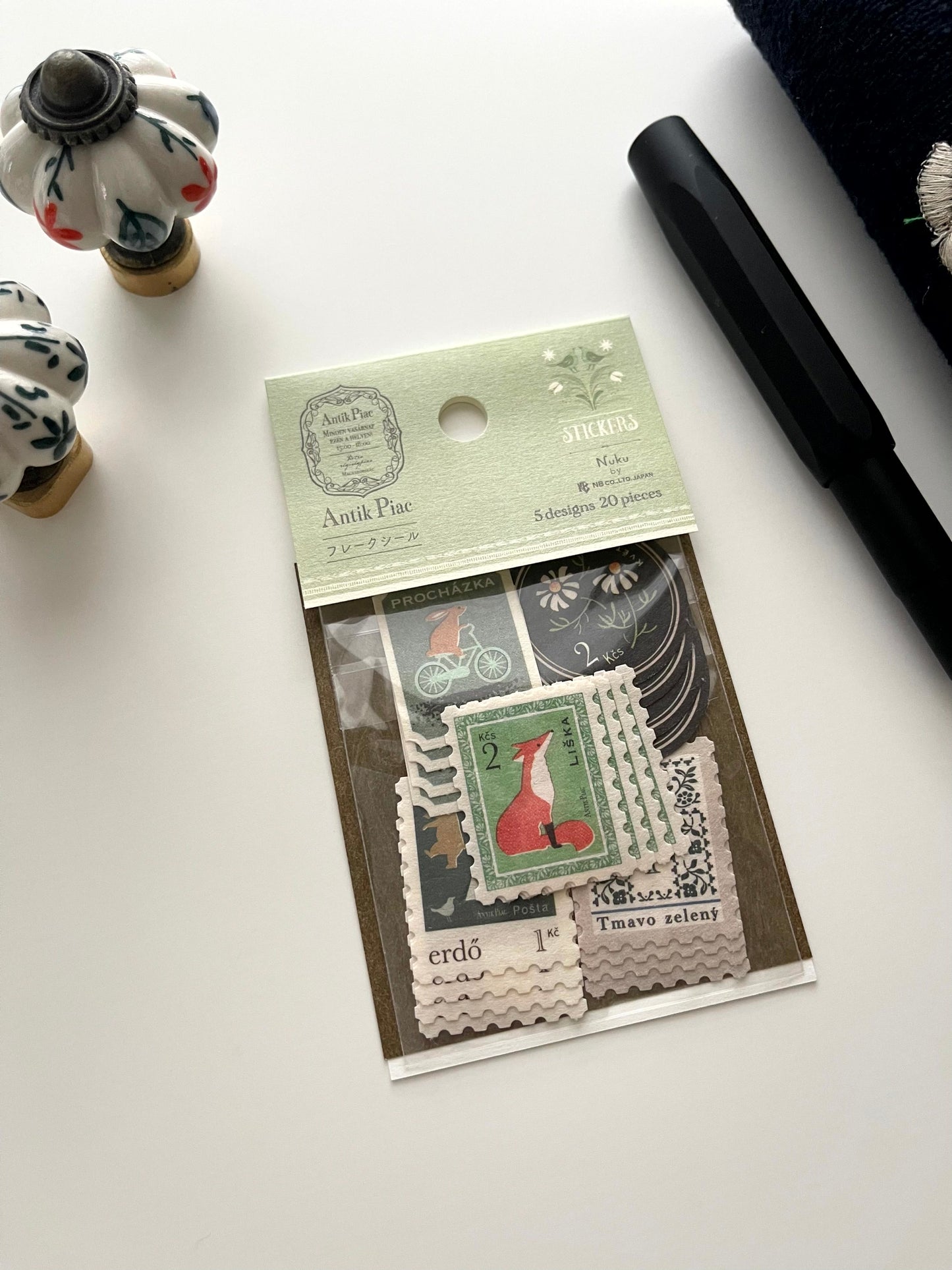 Antik Piac Retro Sticker Pack / Sage Green Fox