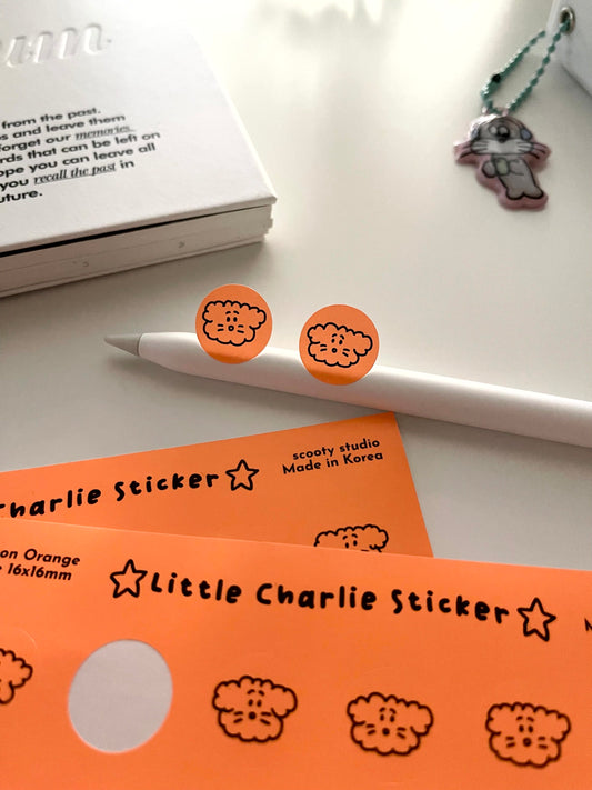Scooty Studio Little Charlie Sticker / Neon Orange