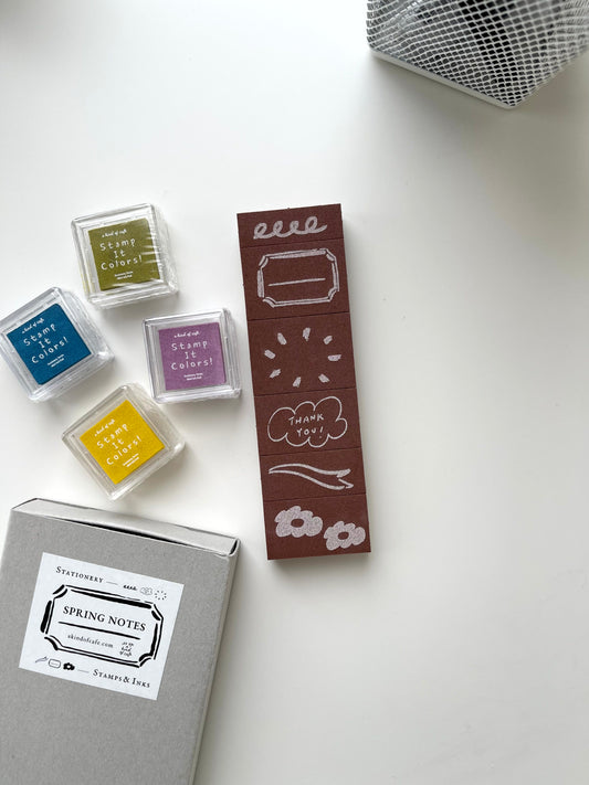 A kind of café Spring Notes Foam Stamp & Ink Set