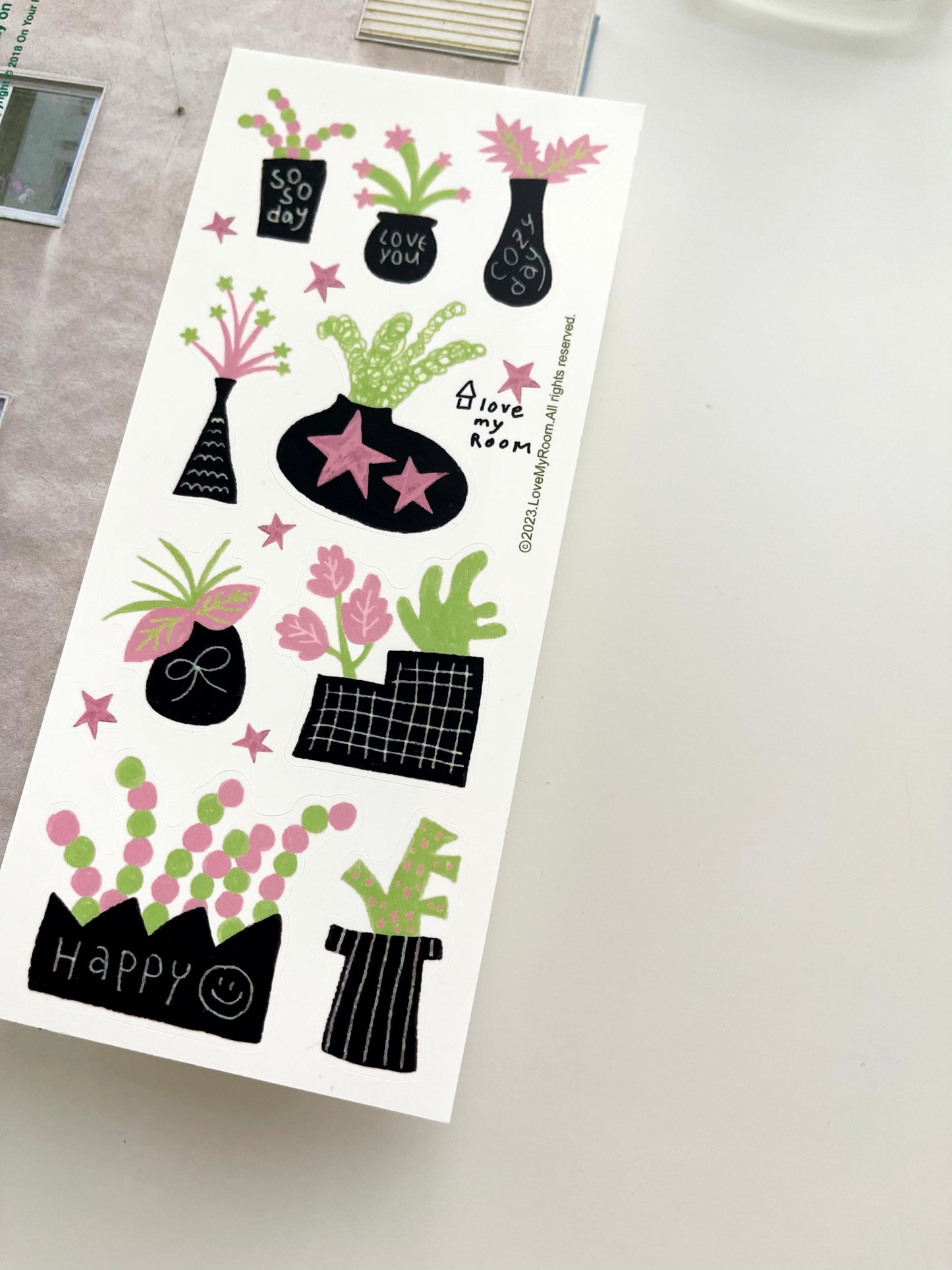 Love Maroon Pink Matcha Drawing Sticker Sheet