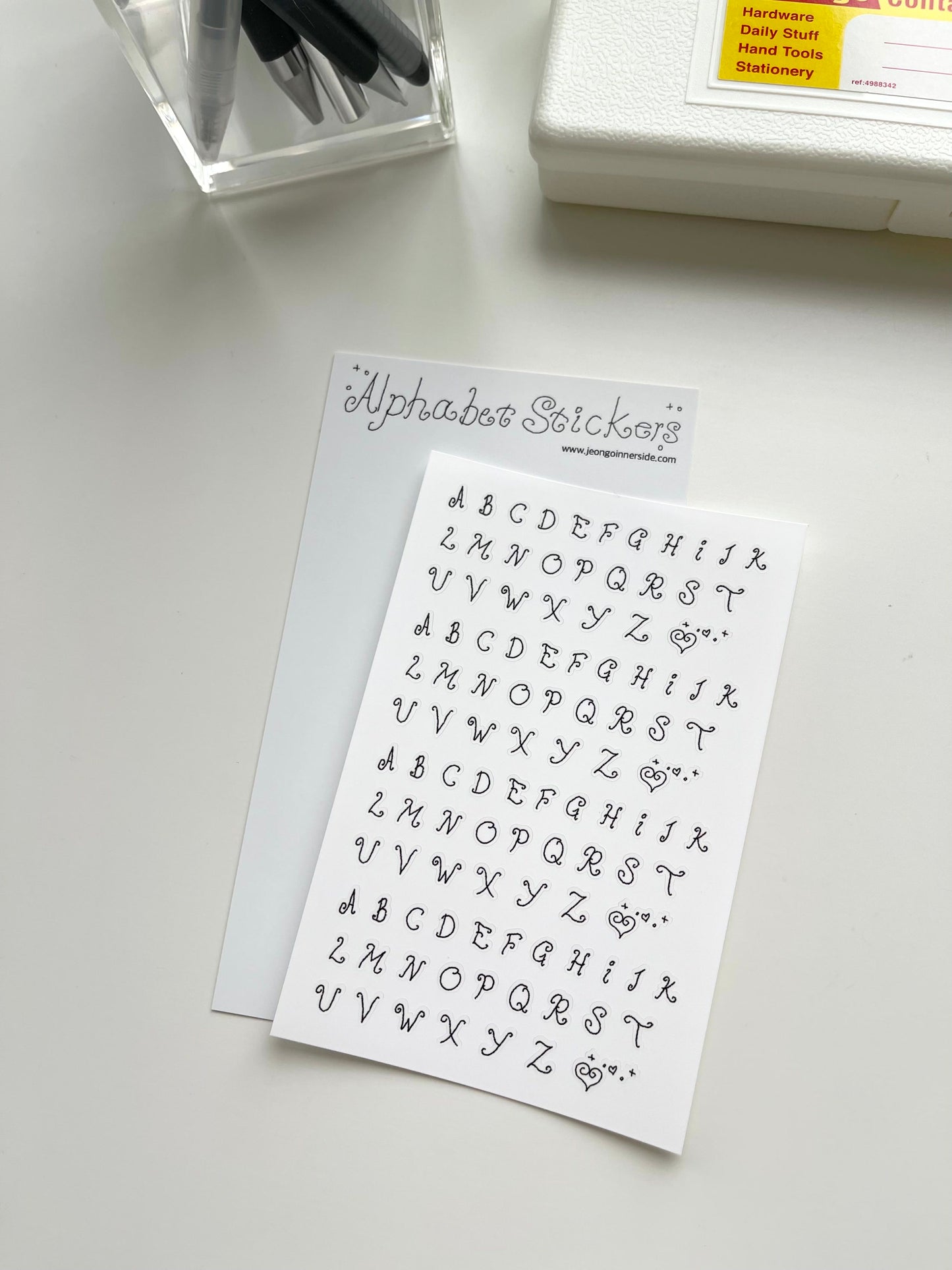 Jeongo Innerside Curly Alphabet Sticker // 3 Colors