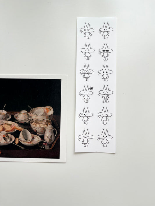 Jeongo Innerside Cat Sticker // White & Pink