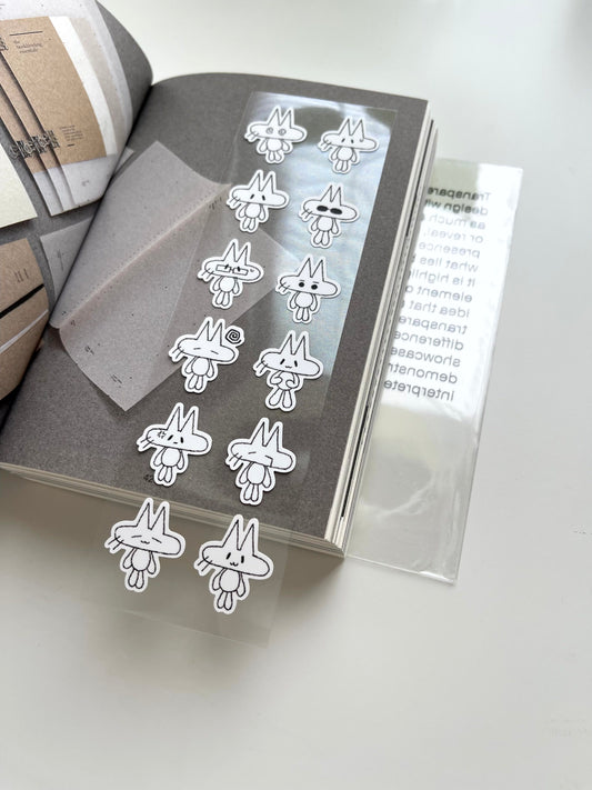 Jeongo Innerside Cat Sticker // White & Pink