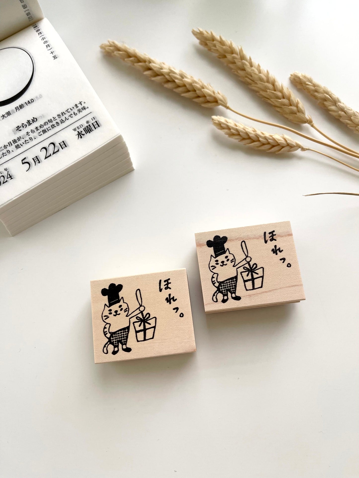 Hankodori Cat Chef with Present Rubber Stamp