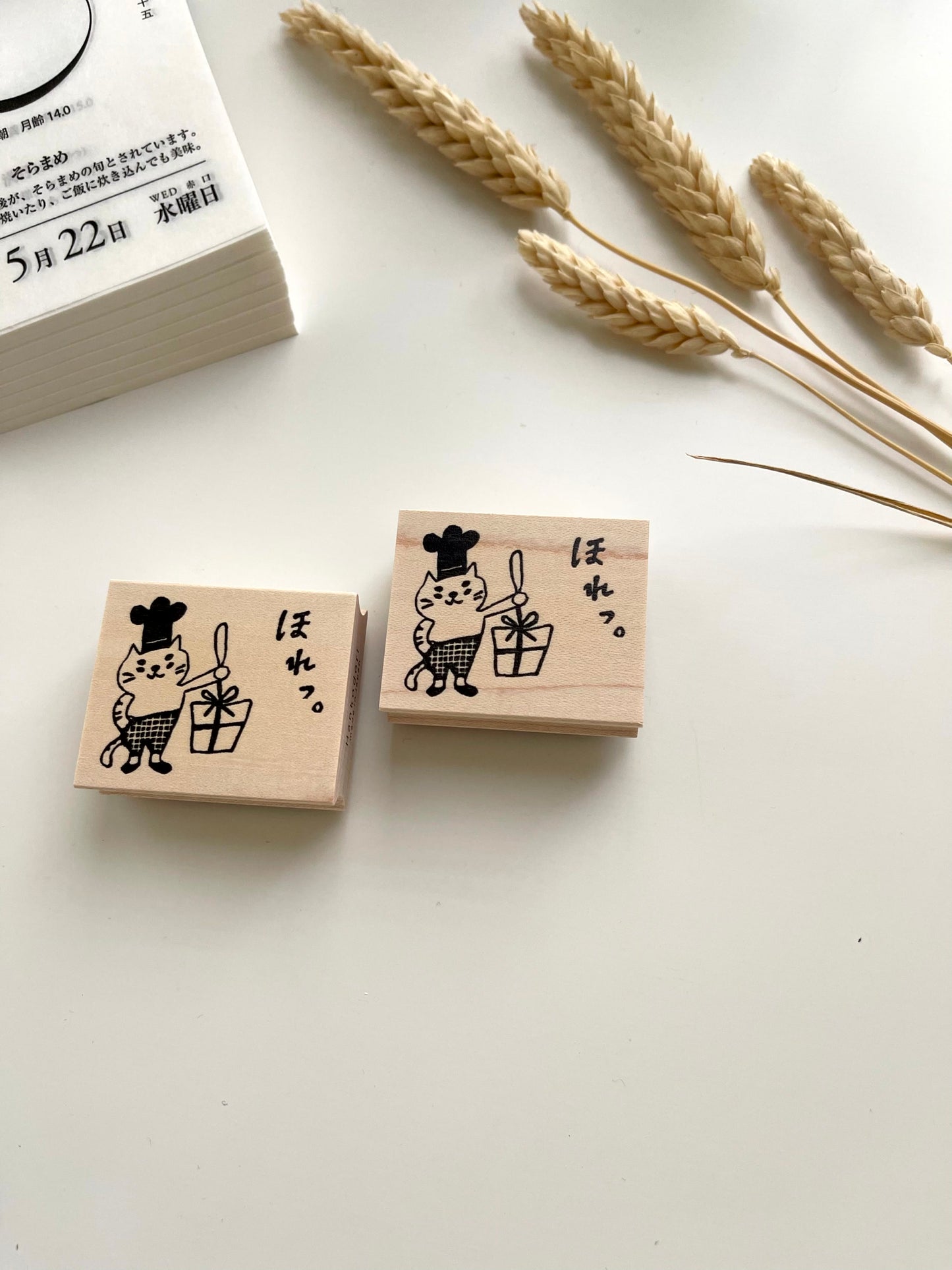 Hankodori Cat Chef with Present Rubber Stamp