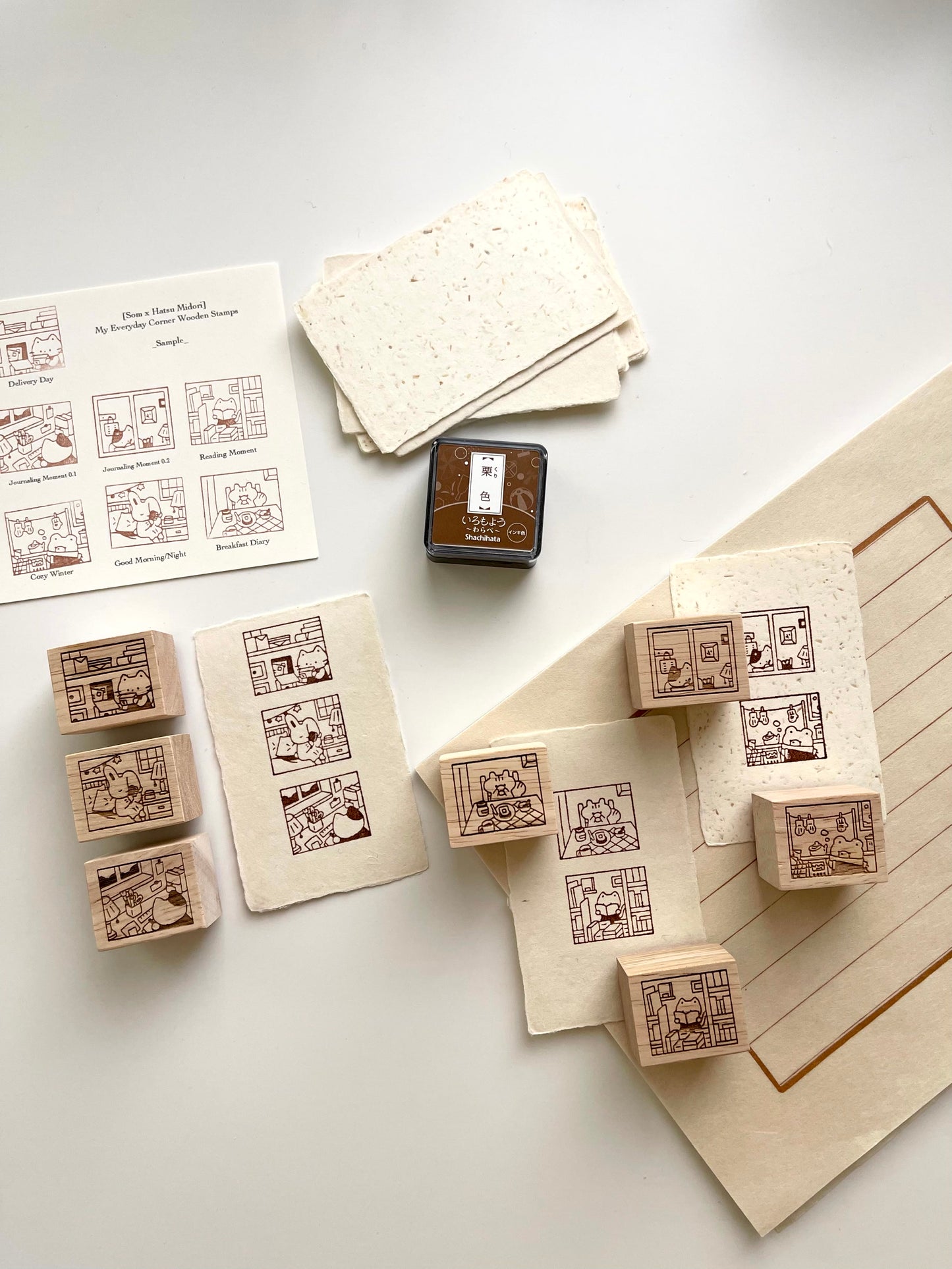 Hatsu Midori x Som Studio My Everyday Corner Wooden Stamps / 7 Designs