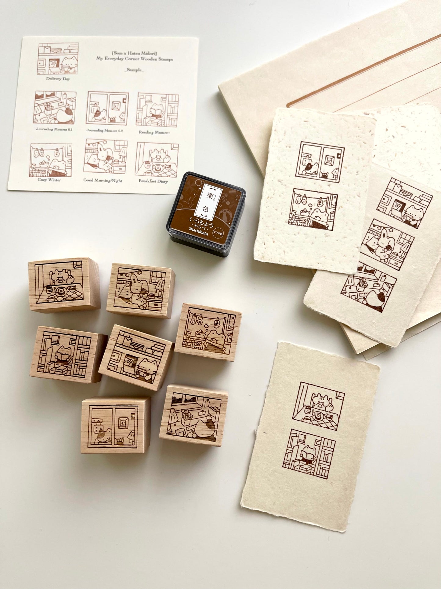 Hatsu Midori x Som Studio My Everyday Corner Wooden Stamps / 7 Designs