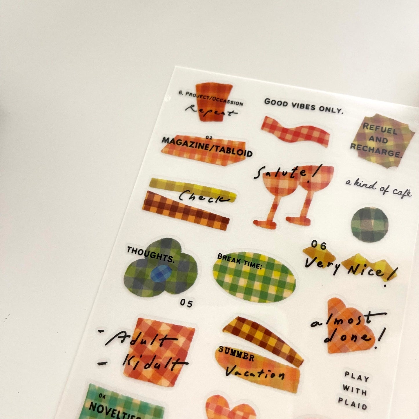 A kind of café Play With Plaid Transfer Sticker Set