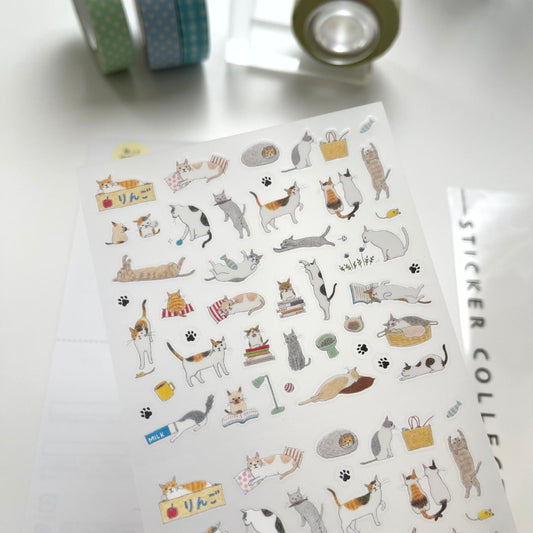 MIDORI Removable Planner Deco Stickers / Small Cat