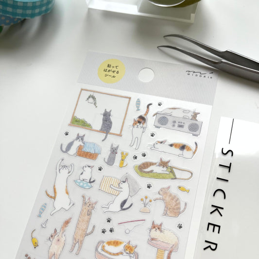 MIDORI Removable Planner Sticker / Medium Cat