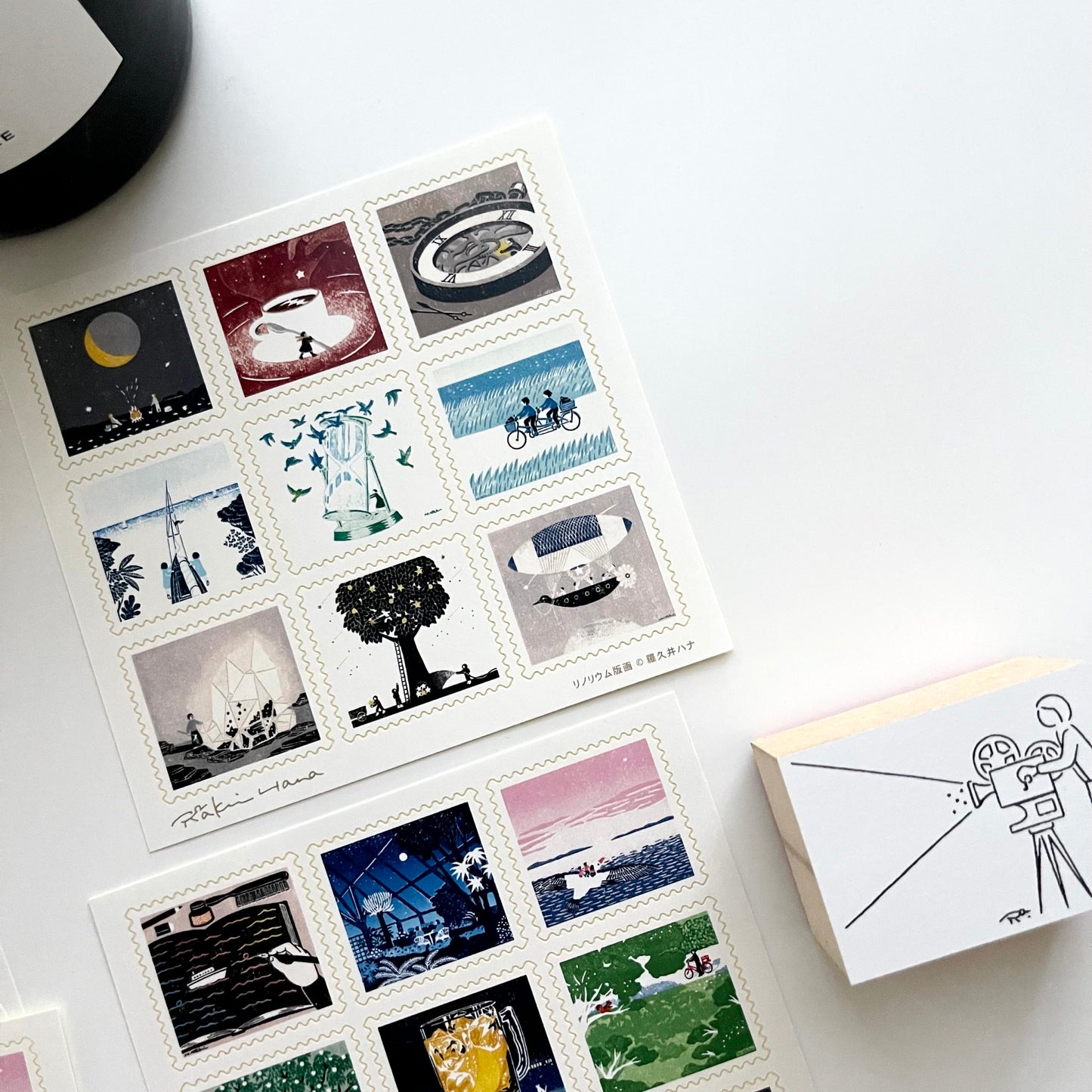 Rakui Hana Print Kiss-cut Postal Stamp Sticker Set / 01