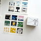 Rakui Hana Print Kiss-cut Postal Stamp Sticker Set / 01