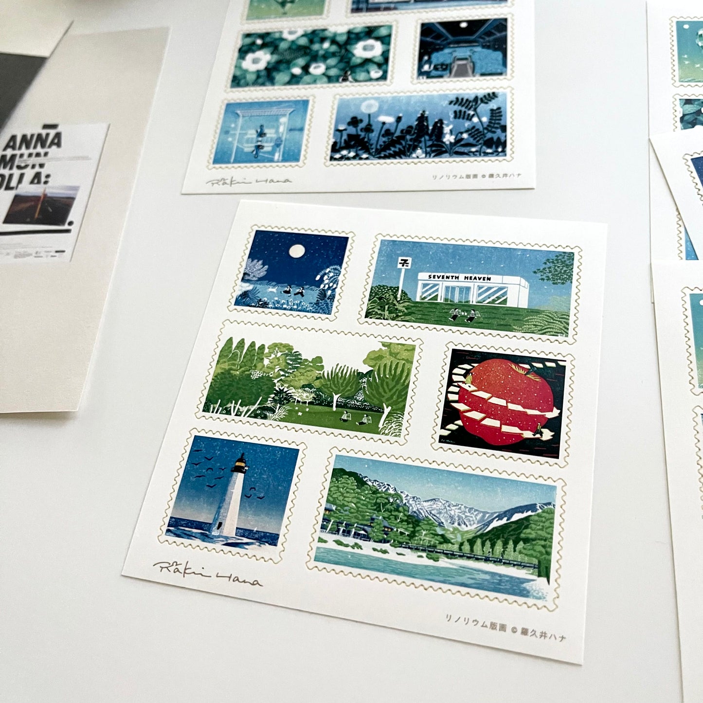 Rakui Hana Print Postal Stamp Sticker Set / 02