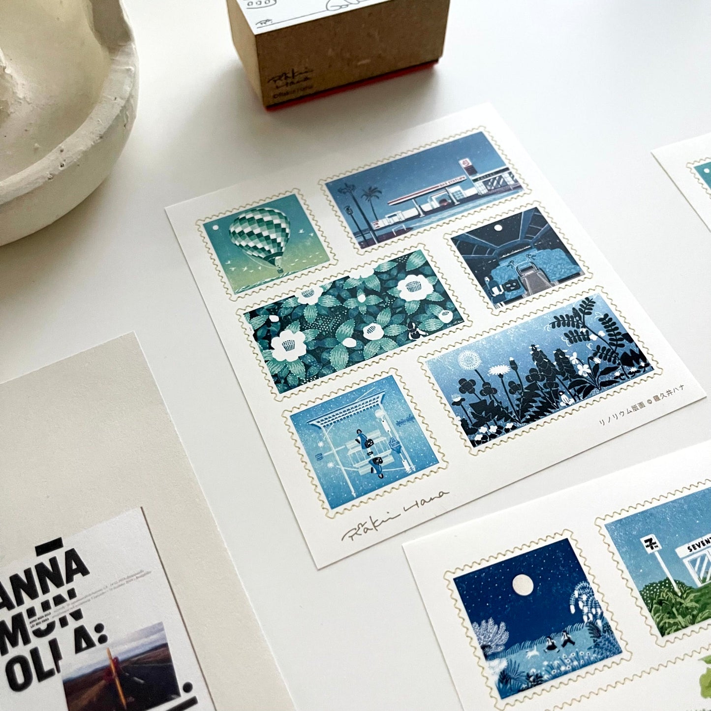 Rakui Hana Print Postal Stamp Sticker Set / 02